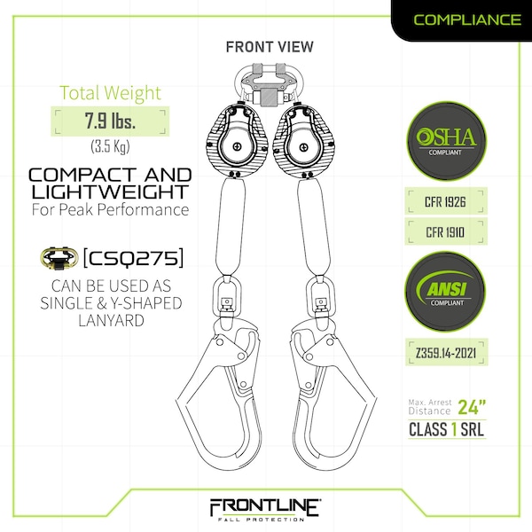 Frontline Web Twin Leg 6' SRL with Steel Rebar Hook Ends - RPW062R