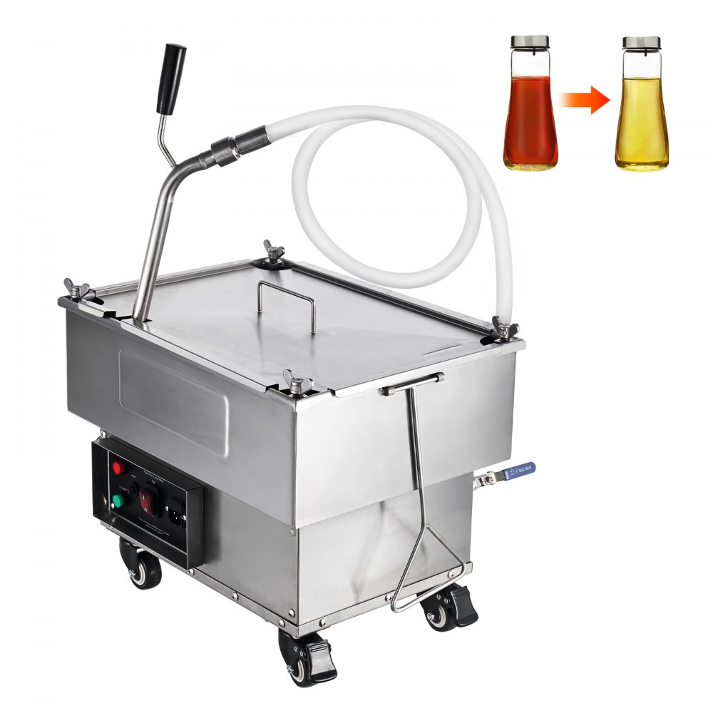 VEVOR Mobile Fryer Filter, 18L Oil Tank Capacity, Oil Filtration System with 10 L/min Oil Filtration Speed, Mobile Frying Oil Filtering System with Swivel Wheels, Oil Hose for Restaurant Burger Stores - ZYGLQWBXG18LHK57KV1