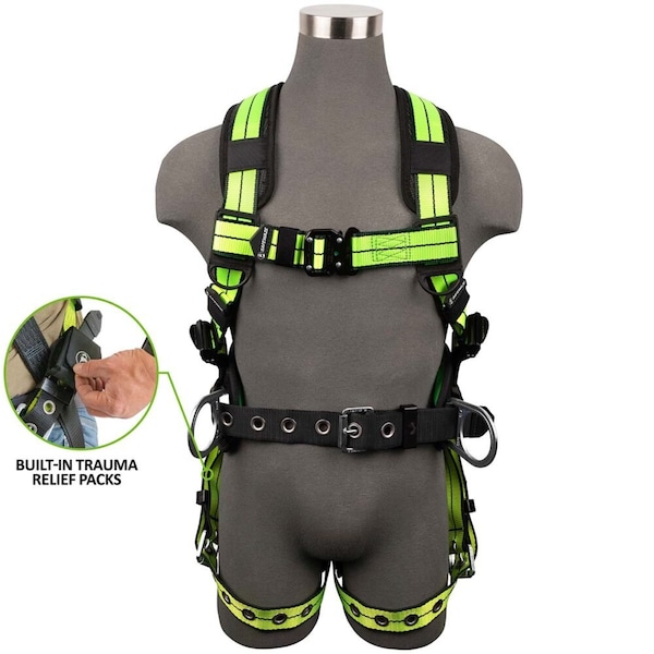 Safewaze PRO+ Construction Harness: 3D, QC Chest, TB Legs, Trauma relief, XL - 023-1245