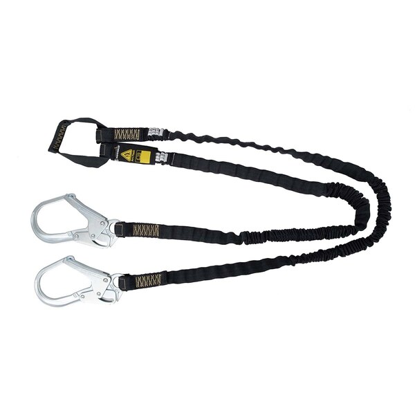 Safewaze Arc Flash 6' Internal Energy Absorbing Lanyard Aramid, Dual Leg, Soft Loop, Rebar Hooks - 024-2153