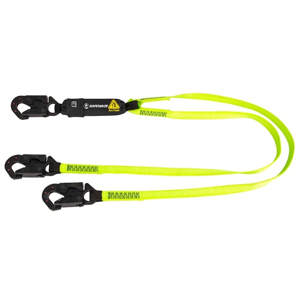 Safewaze Arc Flash 6' Energy Absorbing Lanyard Dual Leg, Dielectric Snap Hooks - SW561-AF-DE