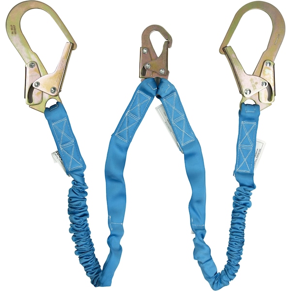 Ironwear 4 ft Internal Double Leg Energy-Absorbing Lanyard w/ 3 Hooks - 2341