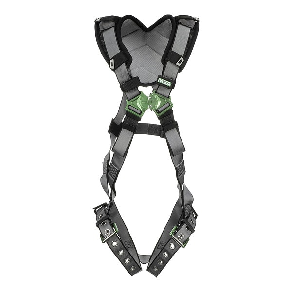 Msa Safety V-FIT Full Body Harness, M, 400 lb., Quick-Connect Chest/ Tongue Leg Buckles, Back D-Ring - 10194889