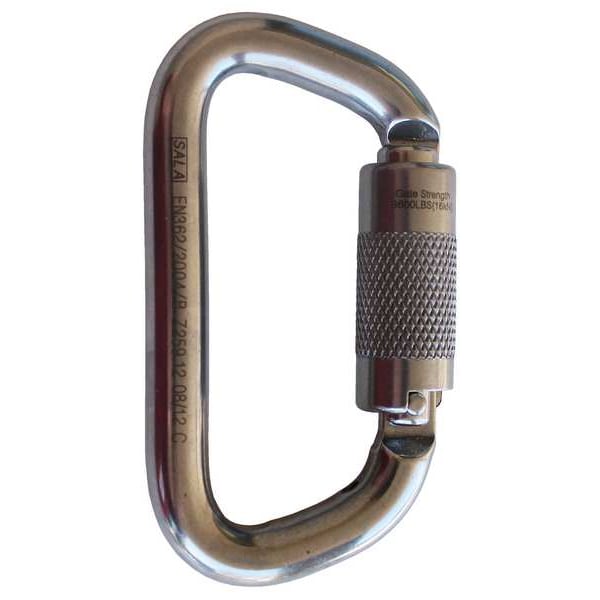 3M Carabiner Gate, Self-Locking, 3/4 in Gate Opening, Stainless Steel, Silver - 2000127