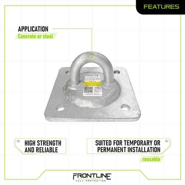 Frontline Concrete and Steel 10k Lbs Reusable Anchor Plate - COP02-10K