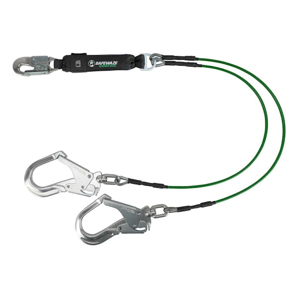 Safewaze Leading Edge 6ft Energy Absorbing Lanyard: Dual Leg, Swivel Rebar - 019-2016