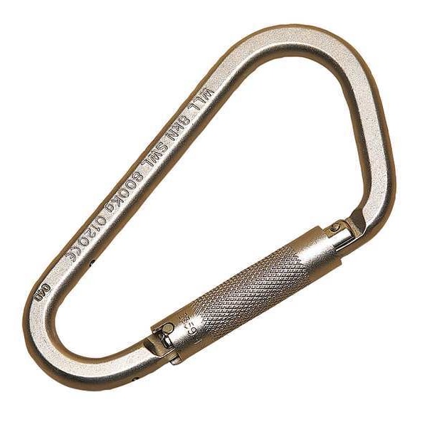 3M Dbi-Sala Carabiner, Auto-Lock, Pear, 6 2/3 in Length, 2" Gate Opening, Zinc-Plated Alloy Steel, Gold - 2000300