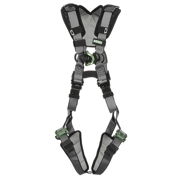 Msa Safety V-FIT Full Body Harness, M, 400 lb., Quick-Connect Chest/ Quick-Connect Leg Buckles, Back D-Ring - 10194945