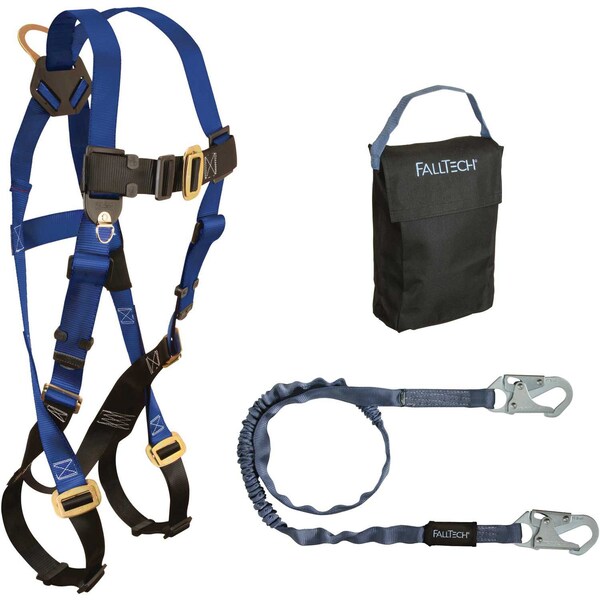 Falltech Starter Kit, 7015 Harness, 8259 Shock Absorbing Lanyard 6' and 5005P Gear Bag - 9005PS