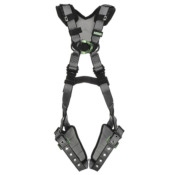 Msa Safety V-FIT Full Body Harness, M/L, 400 lb., Quick-Connect Chest/ Tongue Leg Buckles, Back, Chest D-Ring - 10194893