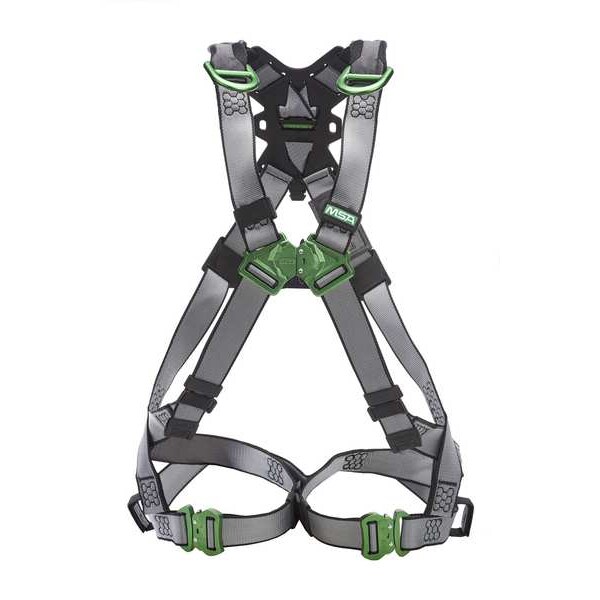 Msa Safety V-FIT Full Body Harness, M, 400 lb., Quick-Connect Chest/ Quick-Connect Leg Buckles - 10195074
