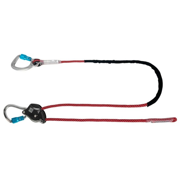 Safewaze 6.5ft Rope Positioning Lanyard: Rope Adjuster, Alu Carabiners - 021-2065