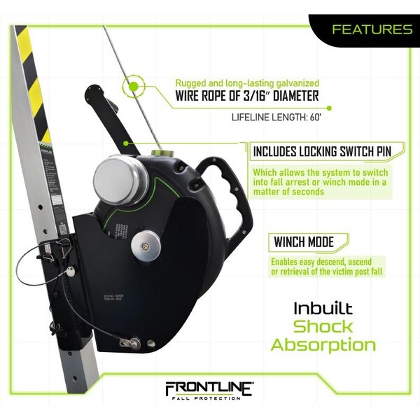 Frontline MEGApod 60' 3-Way Self Retractable Lifeline with Retrieval System - RPG603W