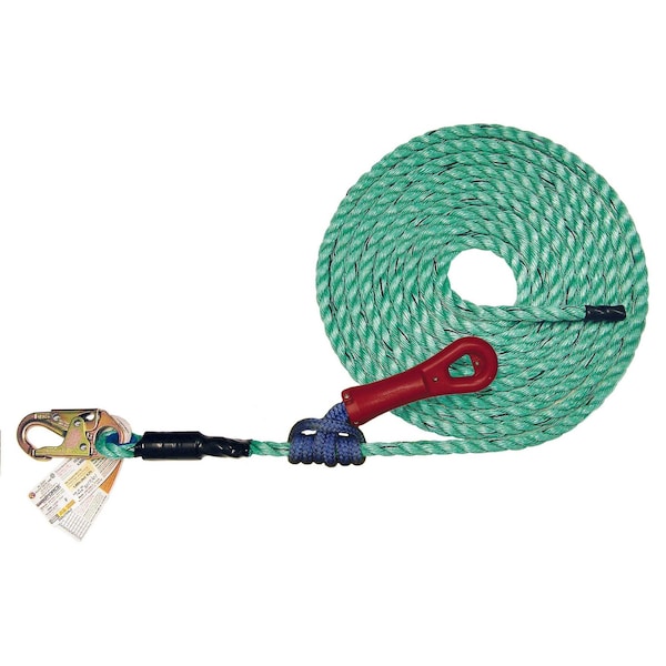 Super Anchor Safety 50ft Maxima 5/8" 3-Strand Lifeline w/Snaphook +No. 4015 SuperGrab. Retail Box - 4086-50SG
