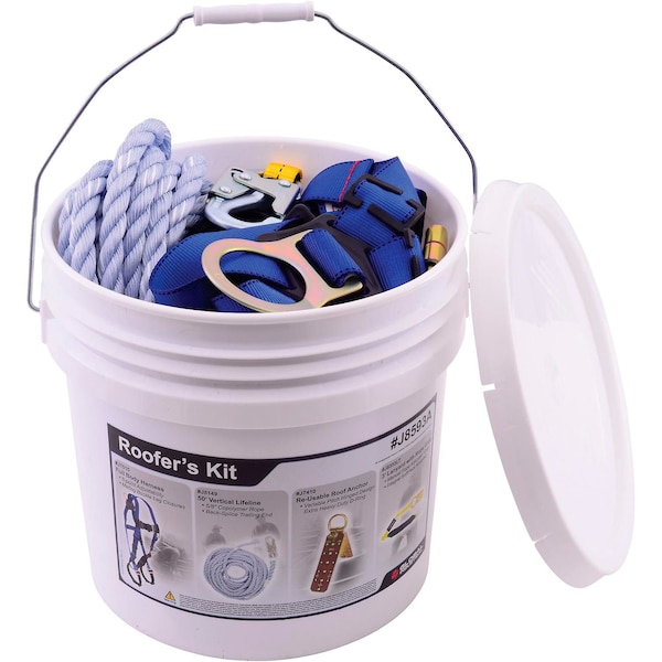 Global Industrial Rooferfts Kit, Harness, Lifeline, Anchor & Lanyard - 761323