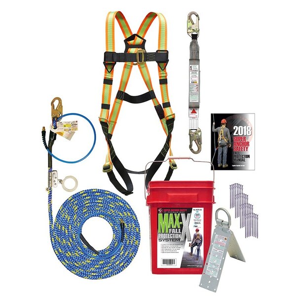 Super Anchor Safety MAX-X Bucket Kit: 50ft. X-line Pneumatic Lifeline w/Fall Arrester - 4078-50