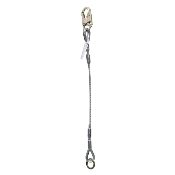 Super Anchor Safety 3ft Wire Rope Lanyard 3/8" 7x19 Galvanized Wire Rope w/ Snaphook and Connector Ring. - 1333-3