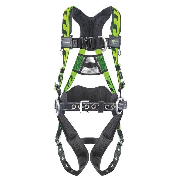 Honeywell Miller AirCore(TM) Full Body Harness, L/XL, 400 lb., Quick-Connect Chest/ Tongue Leg Buckles - AAF-TBBDPUG