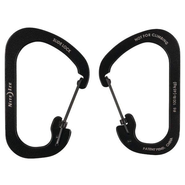 Nite Ize 2023 Nite Ize Slidelock Carabiner Stainless Steel #6, Black - NIT-CSL6-01-R6