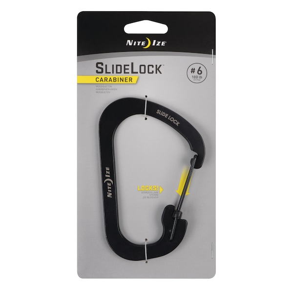 Nite Ize 2023 Nite Ize Slidelock Carabiner Stainless Steel #6, Black - NIT-CSL6-01-R6