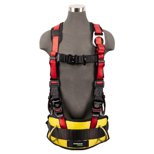 Safewaze Oil & Gas Full Body Harness: 1D, Derrick Belt, QC Chest, FD, TB Legs - FS77635-OD