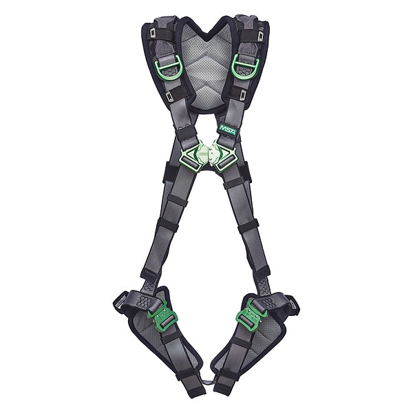 Msa Safety V-FIT Full Body Harness, M, 400 lb., Quick-Connect Chest/ Quick-Connect Leg Buckles - 10194969
