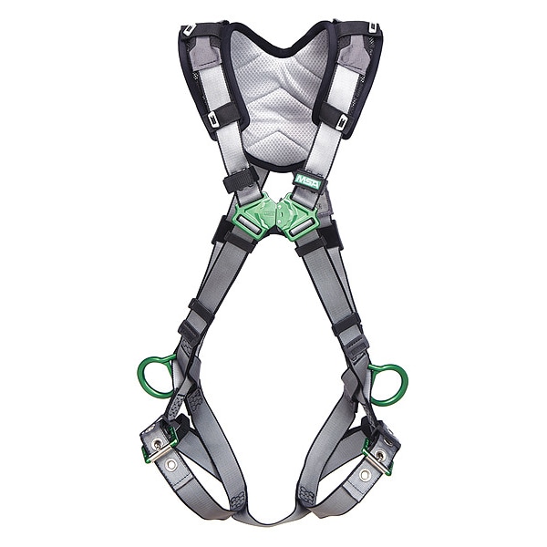 Msa Safety V-FIT Full Body Harness, M, 400 lb., Quick-Connect Chest/ Tongue Leg Buckles, Back, Hips D-Ring - 10194909