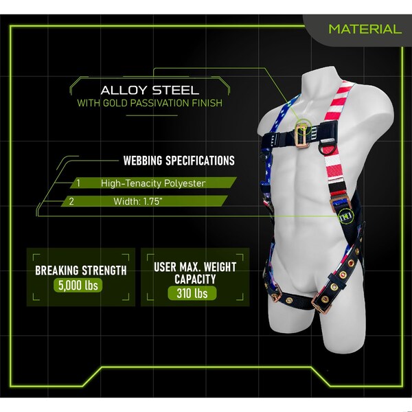 Frontline Combat American Style Economy Series Full Body Harness with Tongue Buckle Legs Uni - 100VTB-UN-AM