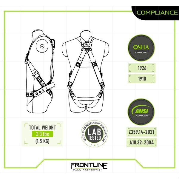 Frontline Combat American Style Economy Series Full Body Harness with Tongue Buckle Legs Uni - 100VTB-UN-AM