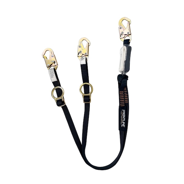 Frontline Combat 6' Tie-Back Double Leg Shock Absorbing Lanyard with Snaphooks - LPO62SADJ