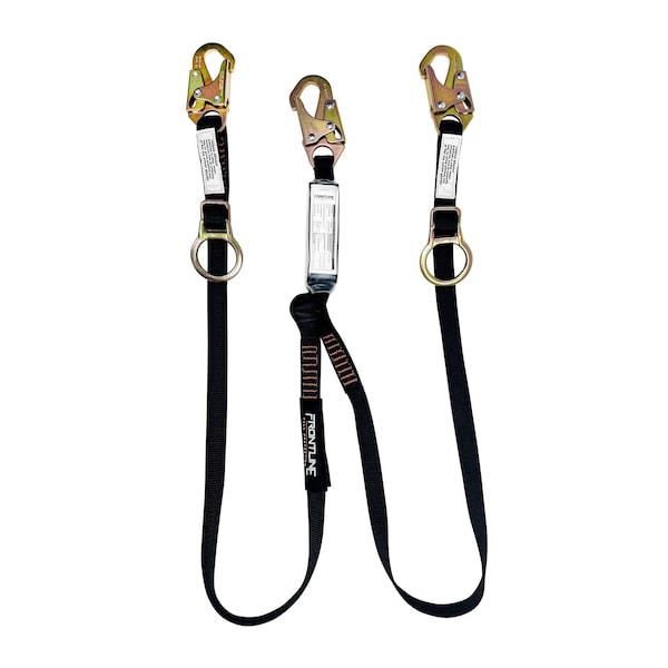 Frontline Combat 6' Tie-Back Double Leg Shock Absorbing Lanyard with Snaphooks - LPO62SADJ