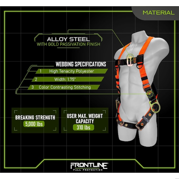 Frontline Combat Economy Series Full Body Harness with Tongue Buckle Legs Uni - 100VTB-UN-3D
