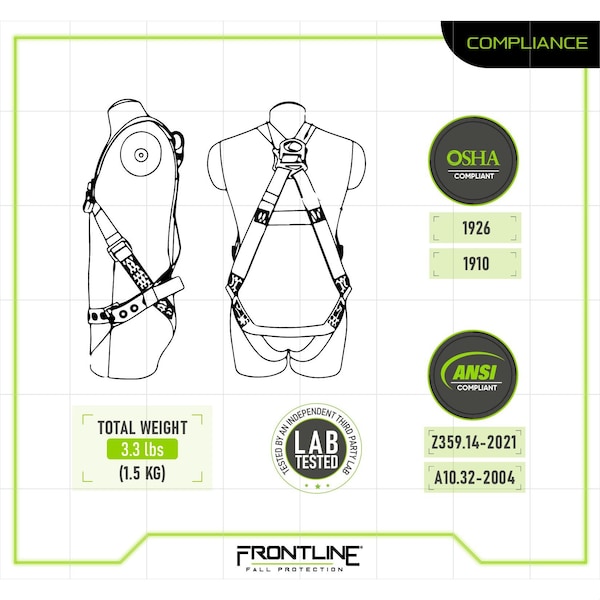 Frontline Combat Economy Series Full Body Harness with Tongue Buckle Legs Uni - 100VTB-UN-3D