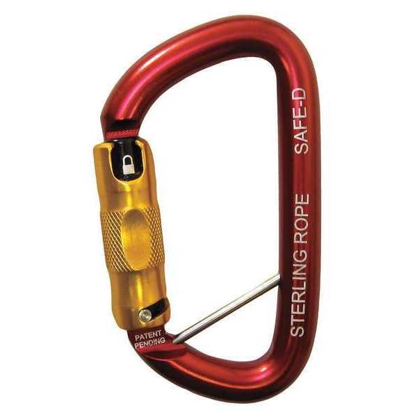 Sterling Rope Carabiner, Auto-Lock, 1-1/20" Gate Opening, Aluminum, Red - HWSAFEDTL