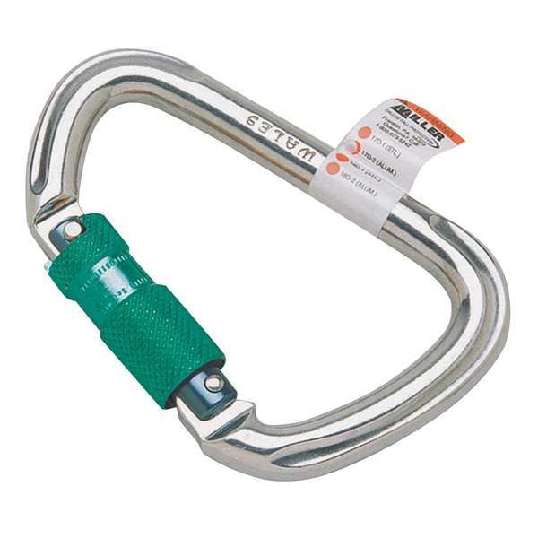 Honeywell Miller Carabiner, Twist-Lock, Offset-D, 8 5/8 in Length, 1" Gate Opening, Aluminum, Silver - 17D-2-Z7/