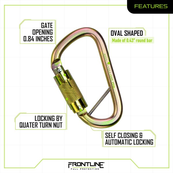 Frontline Steel Quarter Turn-locking Carabiner - CSQ184