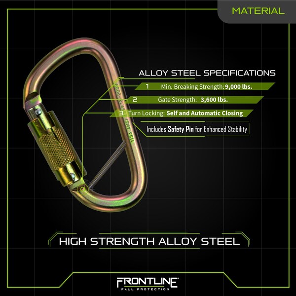 Frontline Steel Quarter Turn-locking Carabiner - CSQ184