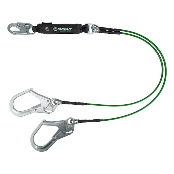 Safewaze Leading Edge 6ft Energy Absorbing Lanyard: Dual Leg, Rebar Hooks - 019-2014