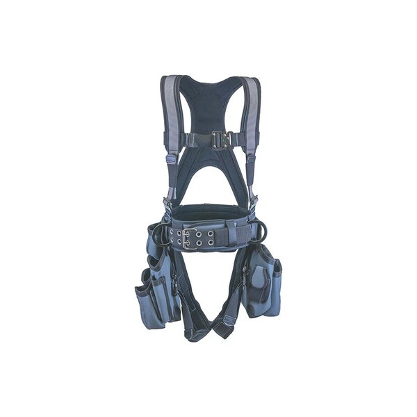 Super Anchor Safety Small - Gray Frame/Silver Webbing Deluxe Full Body Harness with All-Pakka Tool Bag Combo - 6151-GSS