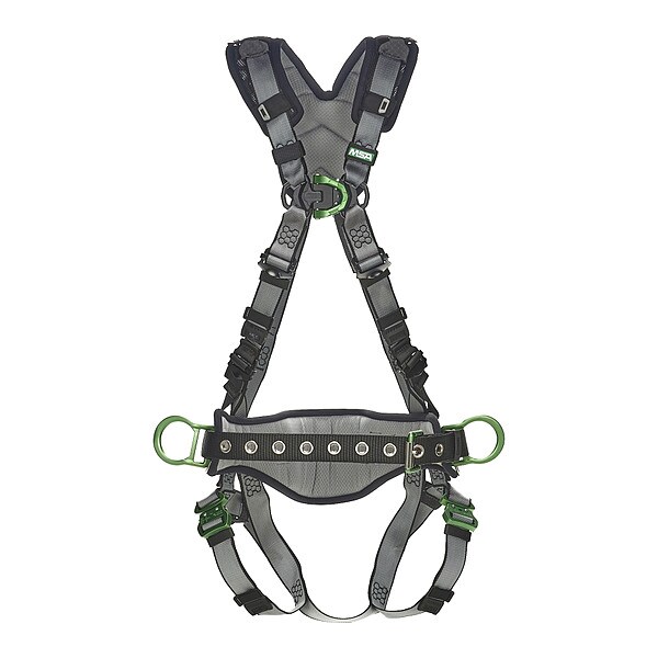 Msa Safety V-FIT Full Body Harness, M, 400 lb., Quick-Connect Chest/ Quick-Connect Leg Buckles - 10195126