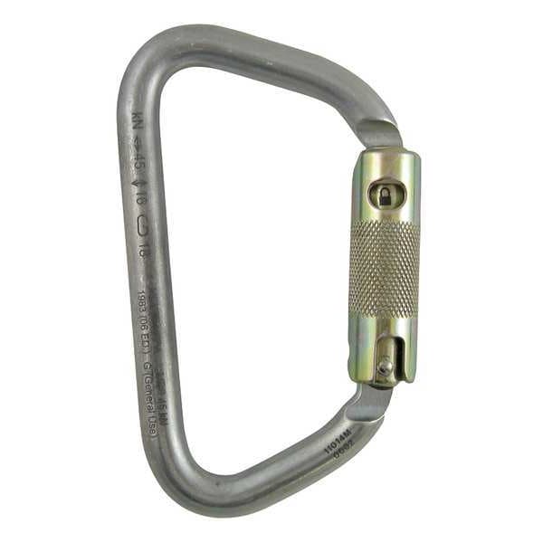 Sterling Rope Carabiner, Auto-Lock, 1-1/5" Gate Opening, Steel, Silver - HWSTEELAL