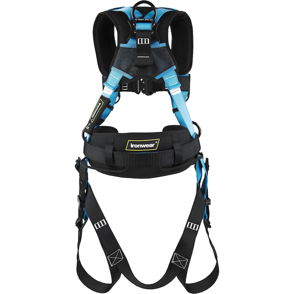 Ironwear Full Body Harness W/ Shoulder Pads, Hvy Dty Tool & Back Support Belt | 420 Lb Capacity - 2160-SM-MD
