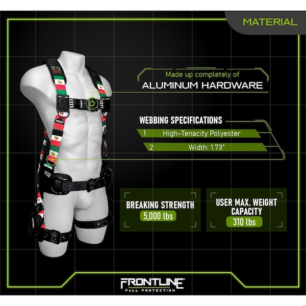 Frontline Combat Mexican Style Full Body Harness with Aluminum Hardware, S - 110CTB-S-MX