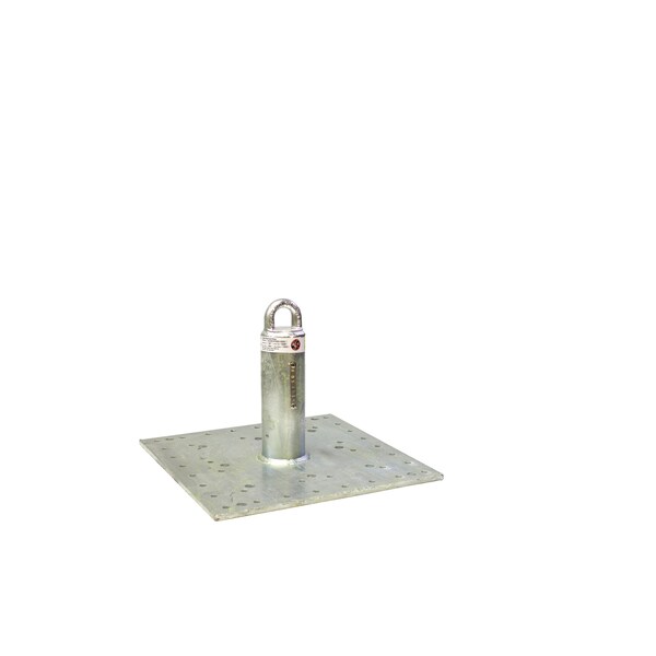 Super Anchor Safety CRA-8W HDG 8" Sch 40 x 3.0"o.d. Riser w/1090 Loop Top. 16"x16"x3/8", 52 Hole Base Plate. - 1035-W