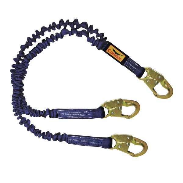 Condor Shock Absorbing Lanyard, 4 ft. 6" to 6 ft., Blue - 19F386