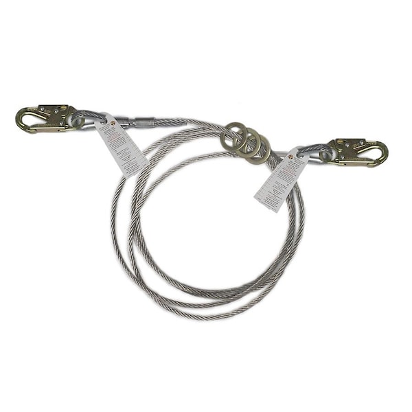 Super Anchor Safety 10ft 30 Degree Fixed Length HLL 3/8x7x19 Galvanized Wire Rope Cable w/Snaphook on Each End - 1335-10