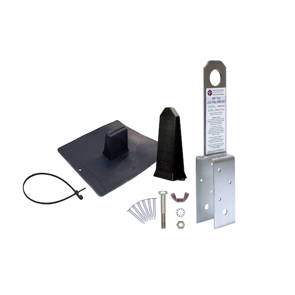Super Anchor Safety ARS 2x4 Fall Arrest Anchor Kit 14ga. SST+PVC Flashing+Stem Cover Black+Tether Strap+Fastener Pack. - 2830