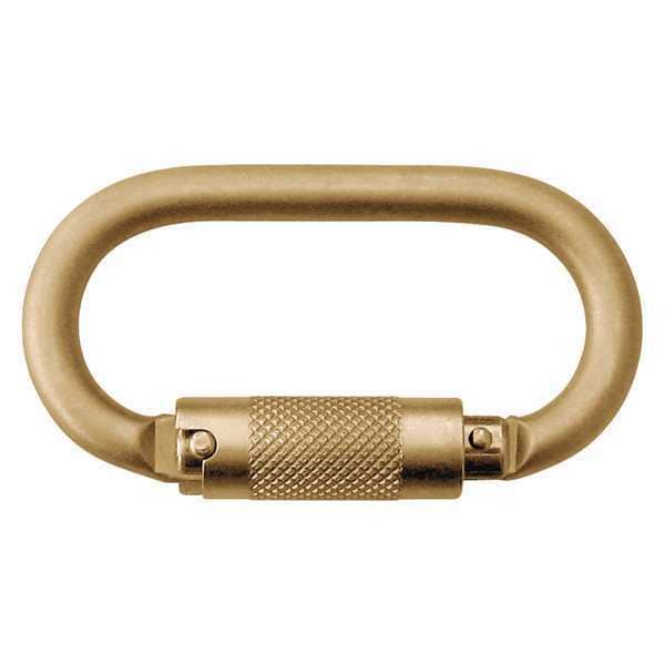 3M Dbi-Sala Carabiner, Auto-Lock, 4-19/64" Length, 3/4" Gate Opening, Zinc Plated steel, Gold - 3100107