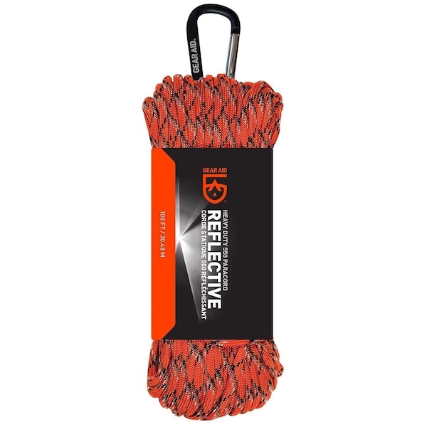 Coghlans 100 ft. 550 Paracord & Carabiner, Orange - 102584