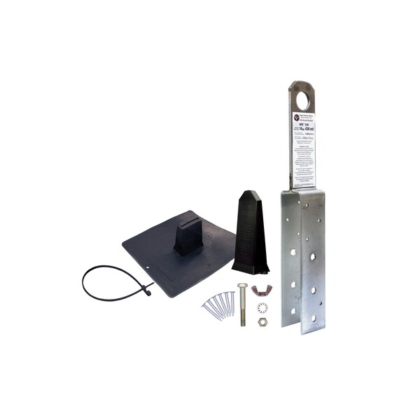 Super Anchor Safety ARS 2x8 Fall Arrest Anchor Kit 14ga. SST+PVC Flashing+Stem Cover Black+Tether Strap+Fastener Pack. - 2801